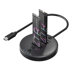 Dual Bay M.2 NVMe PCIe (M-Key) SSD Dock Duplicator & Cloner w/ Offline Cloning